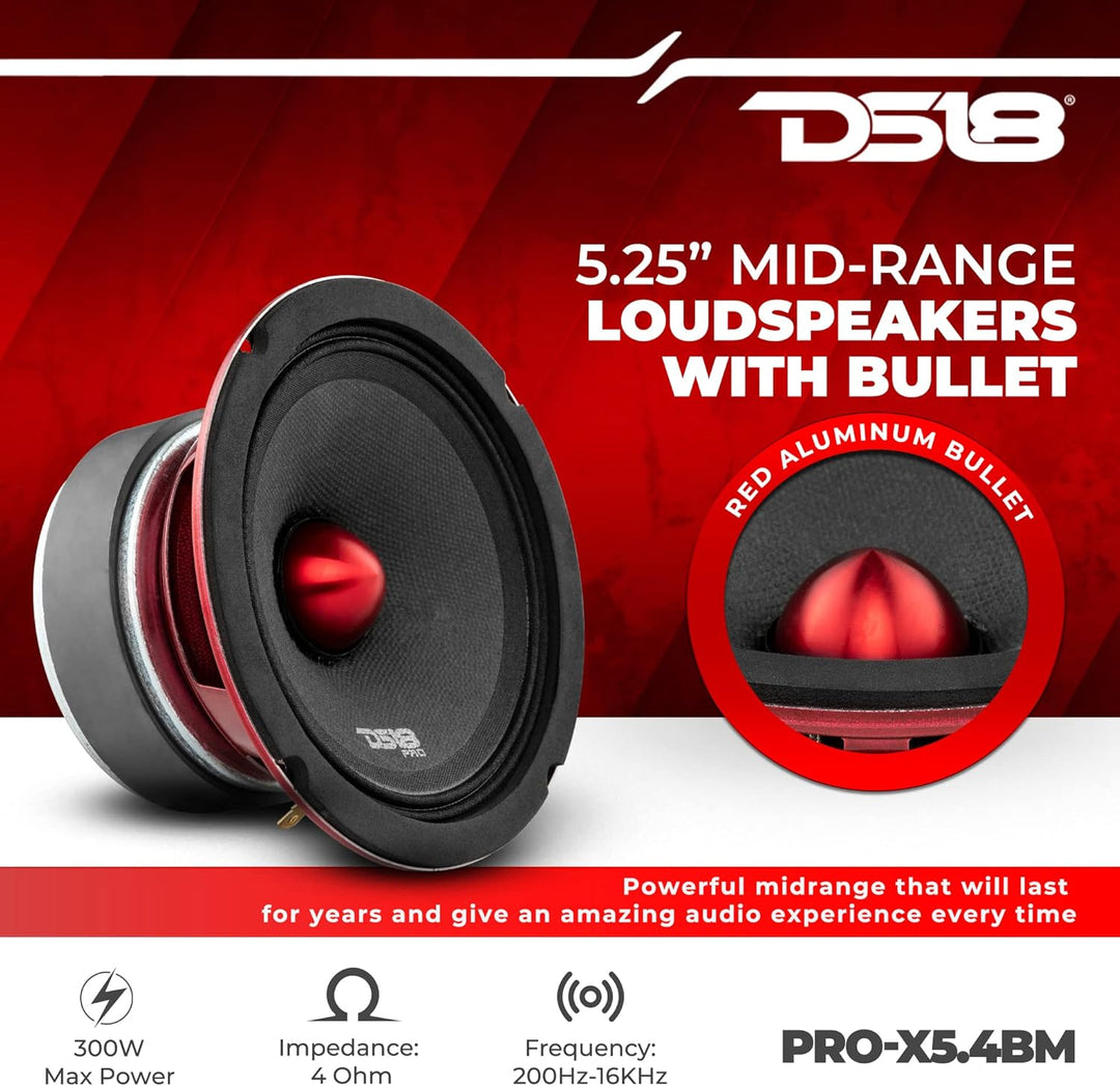 DS18 PRO-X5.4BM PRO Series Midrange Kugel Lautsprecher - Set von 1-5,25" 5.25 Inches 13 cm 13 Zentim