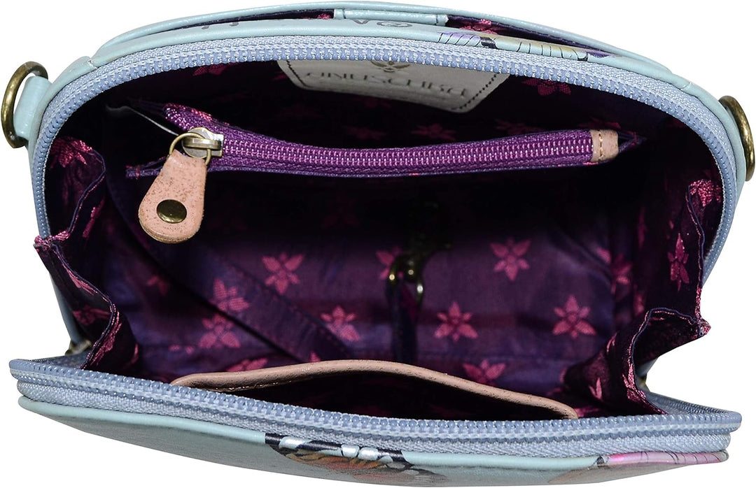 Anuschka Handbemalte Organiser Tasche aus echtem Leder mit Reissverschluss Butterfly Heaven, Butterf