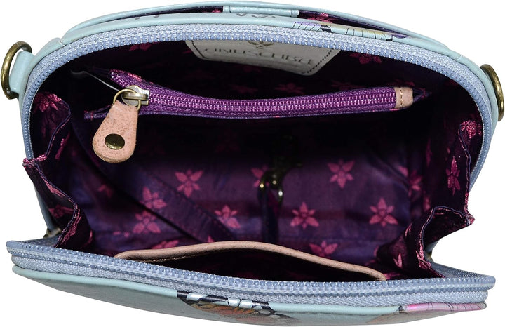 Anuschka Handbemalte Organiser Tasche aus echtem Leder mit Reissverschluss Butterfly Heaven, Butterf