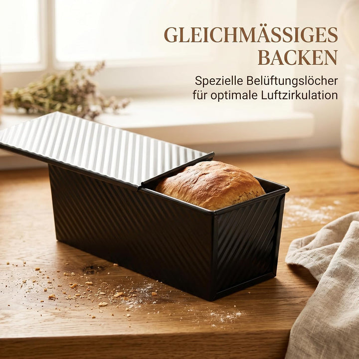 Toastbrot Backform mit Deckel 1000g & 230g, mit Silikonspatel | CHIHEUNG 2 Stück Toast Brotbackform,