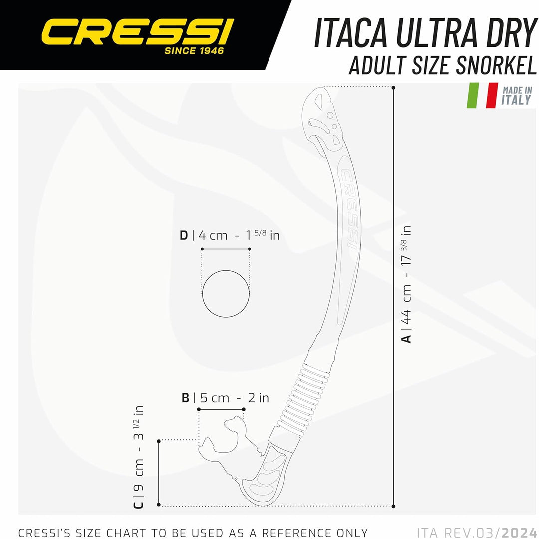 Cressi Alpha Ultra Dry - Schnorchel Trocken Ideal zum Schnorcheln, Apnoe und Tauchen Schwarz/Blau Al