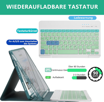 Tastatur Hülle für iPad Air 5 Gen 2022/iPad Air 4 Gen 2020 10.9'', Schutzhülle mit Stifthalter & Aut