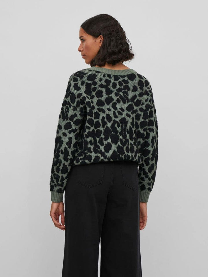 Vila Damen Viril Feami Mix O-Neck L/S Knit Top-noos Pullover M Laurel Wreath/Detail:with Black, M La