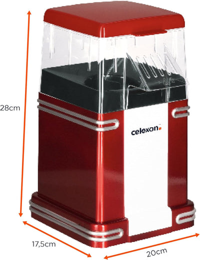 celexon CinePop CP250 Popcorn-Maschine - 22x17,5x28,5cm - Gewicht: 1,3kg - rot/Retro-look - ohne Öl/