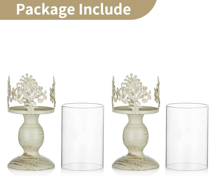 NUPTIO 2 Stücke Vintag Design Geschnitzter Kerzenständer, Paket Aktualisiert Hochzeit Party Weihnach