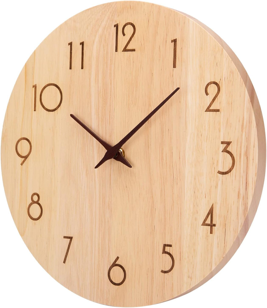 Wanduhr Holz Eiche Ohne TickgeräUsche Lautlos 30cm Quarz Gross Einfach zu Lesen für Zimmer Zuhause K