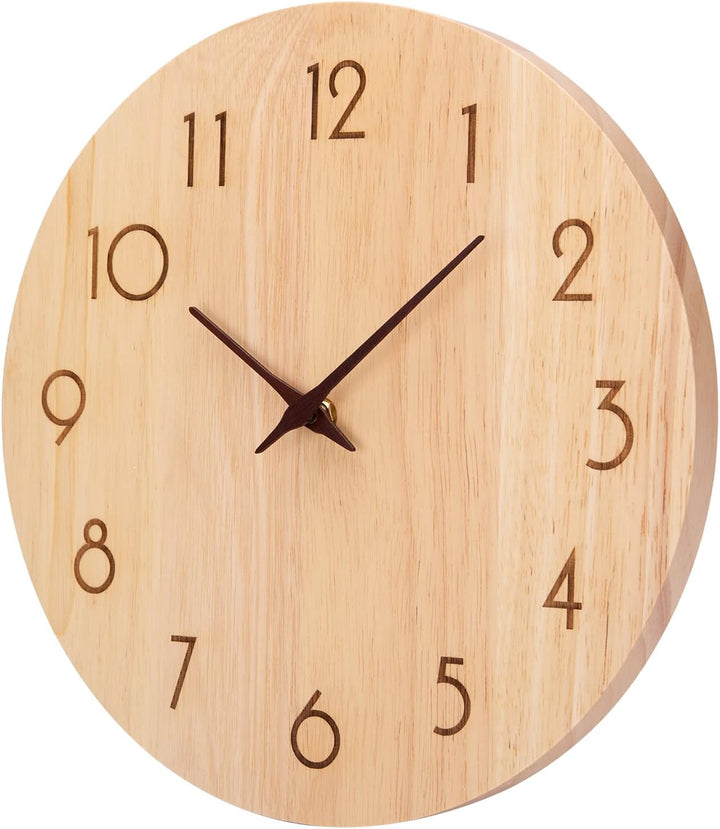 Wanduhr Holz Eiche Ohne TickgeräUsche Lautlos 30cm Quarz Gross Einfach zu Lesen für Zimmer Zuhause K