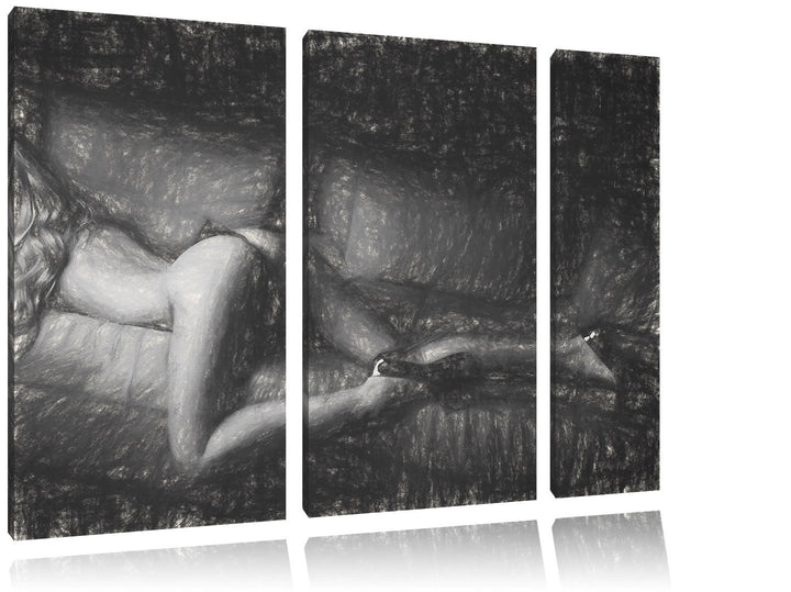 Pixxprint Frau mit sexy Po als Leinwandbild/Grösse: 3 Teilig (120x80 cm) cm/Wandbild/Kunstdruck/fert