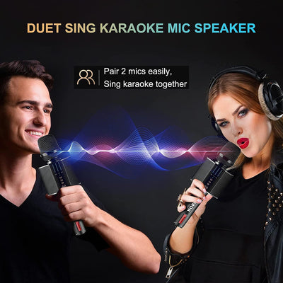 BONAOK Karaoke Mikrofon,Tragbares Kabelloses Bluetooth Karaoke Mikrofon System für Partys im Auto zu