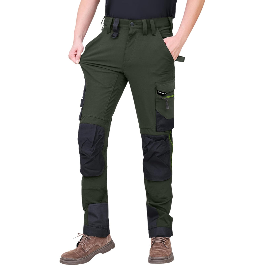 WORK IDEA Herren Slim-Fit Stretch Arbeitshose: Kritische Stoffbereiche aus Cordura – strapazierfähig