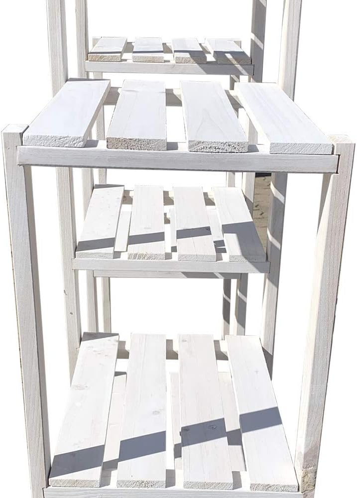 Melko Blumentreppe Pflanzentreppe mehrstöckig 97 x 31 x 87 cm Holzregal Weiss Blumenregal Pflanzrega