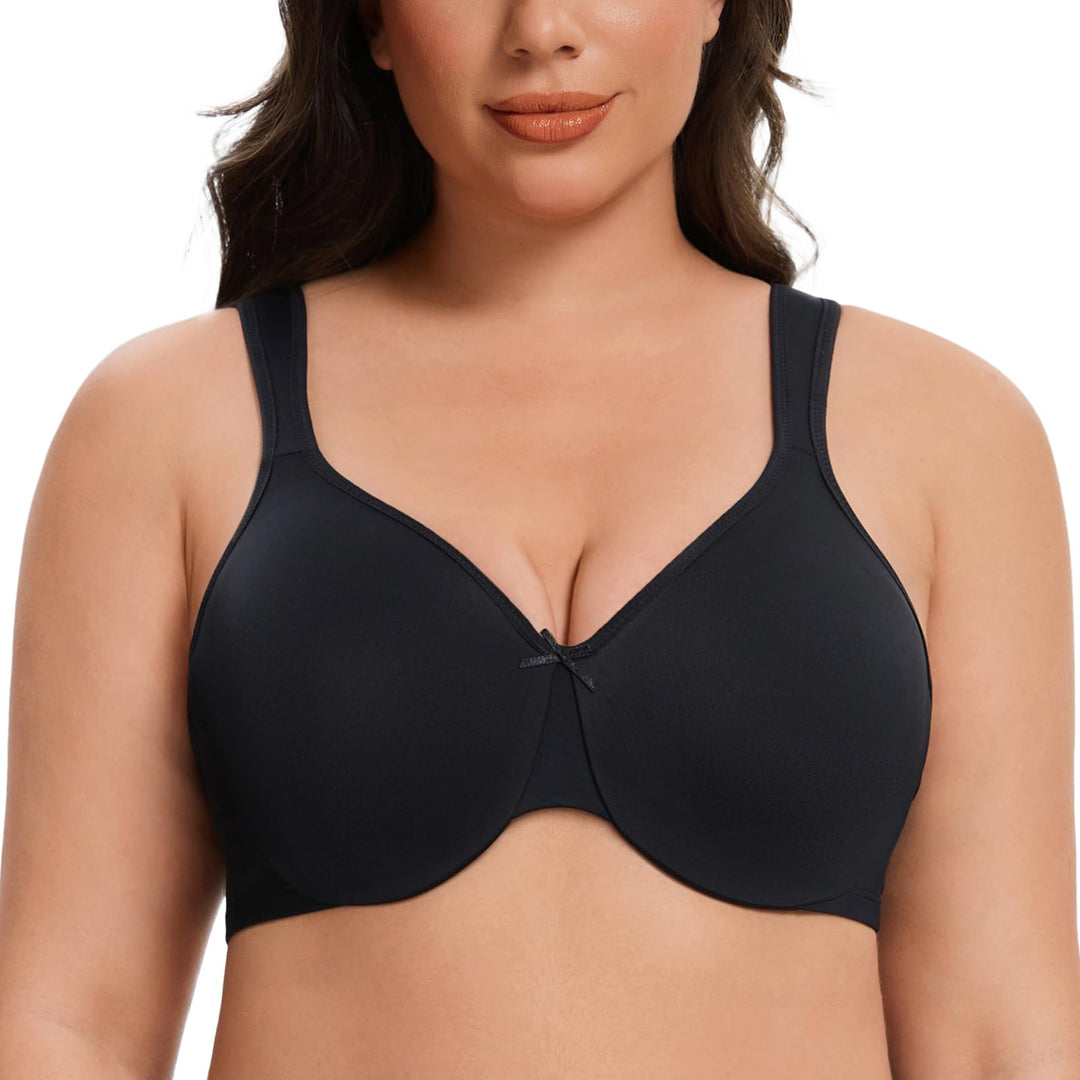 MELENECA Damen Minimizer-BH für grosse Brüste mit Bügel, Grosse Grössen, Vollabdeckung 70D Schwarz,