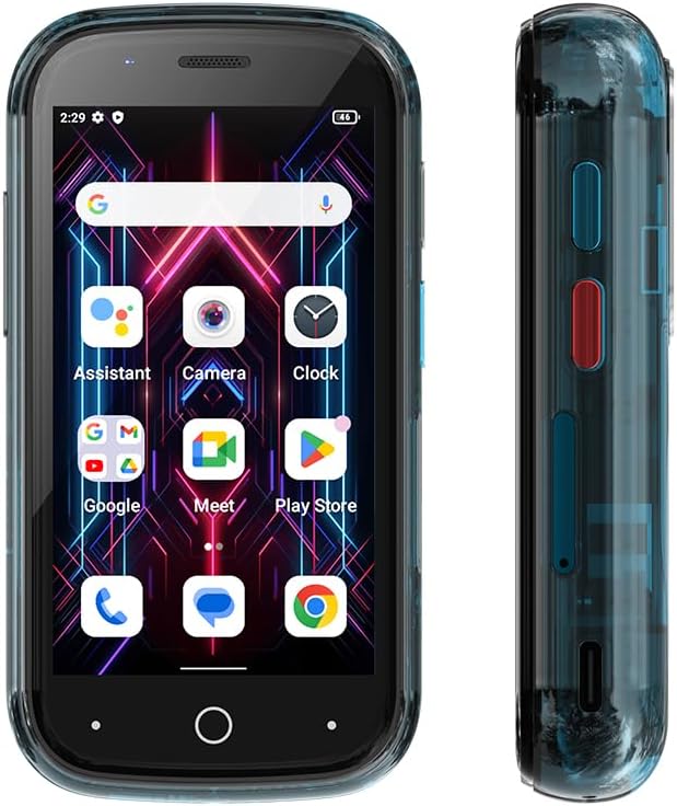 Unihertz Jelly Star (Blau) – Kleinstes 4G-Smartphone mit LED-Licht und 3-Zoll-Display, Android 13, 8