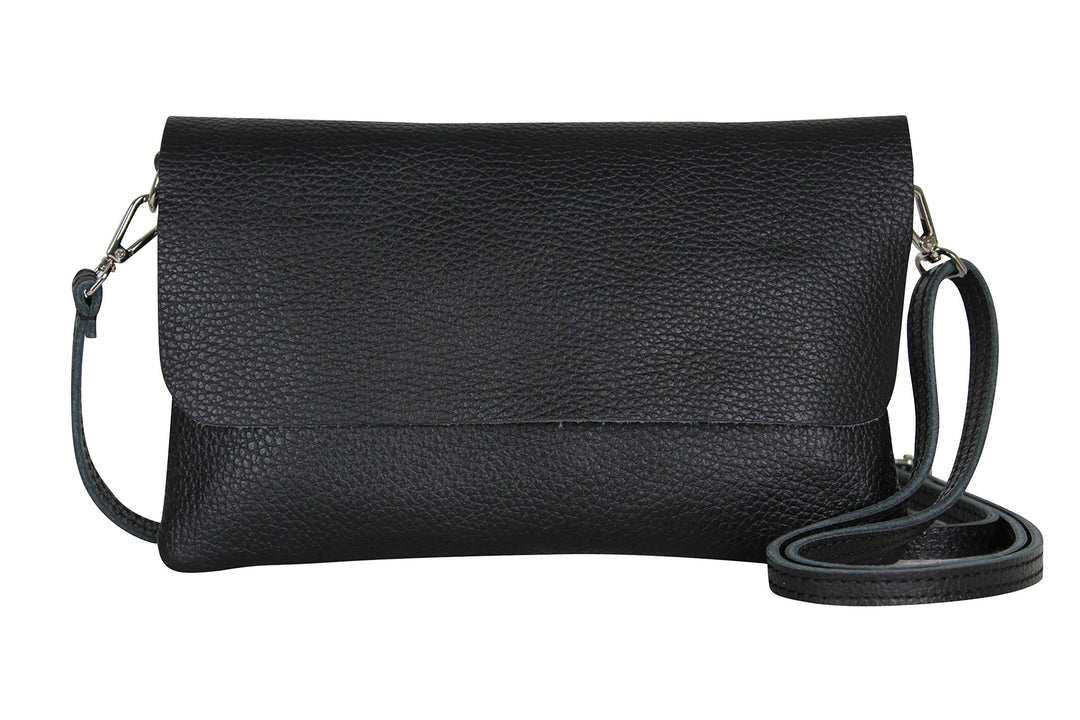 AmbraModa GLX11 - Damen Umhängetasche, Clutch, Handytasche aus echtem Leder mit abnehmbarem und vers