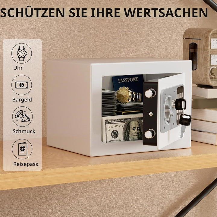 Digitaler Safe 6,8 l, kleiner Tresor für Zuhause, elektronische Sicherheitskassette, Wandtresor fürs