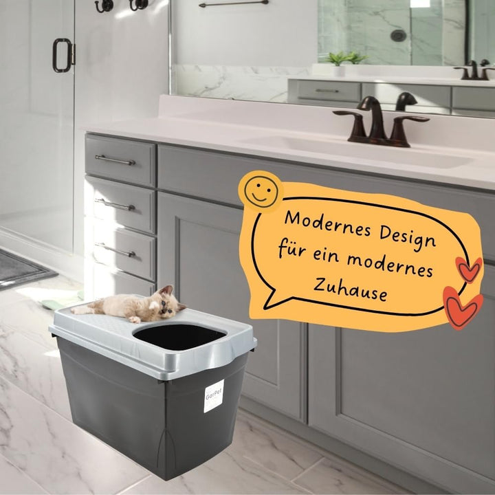 GarPet XXL Hop-In Katzenklo Katzentoilette Top Entry Jump-In Haubentoilette Gross Einstieg Oben Katz