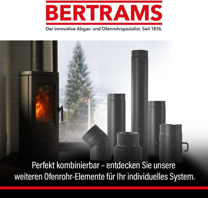 BERTRAMS Ofenrohr 150mm Ø 25 cm Gussgrau | Stahlrohr mit 20cm Einbaulänge | Feuerrohr Stahlblech 2mm