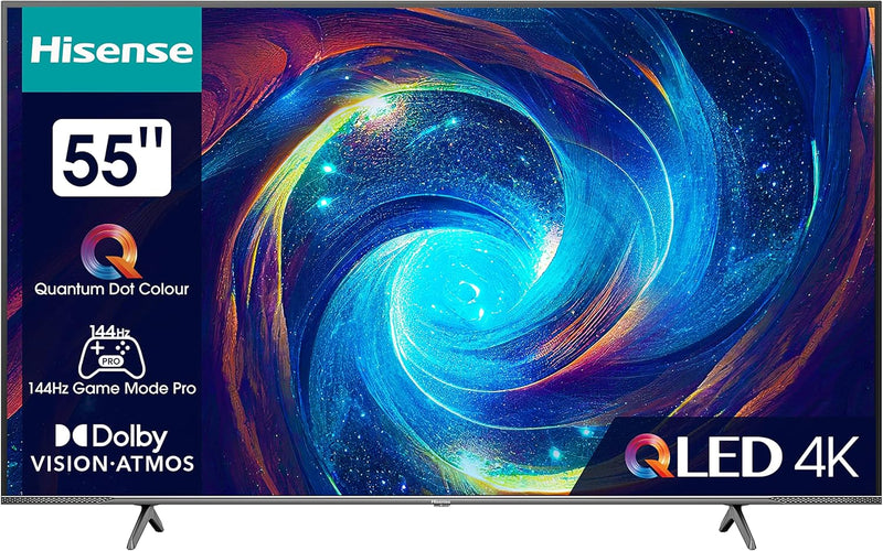 Hisense 55E7KQ PRO 139cm (55 Zoll) Fernseher, 4K UHD, QLED, Smart TV, HDR, Dolby Vision IQ, 144Hz (V