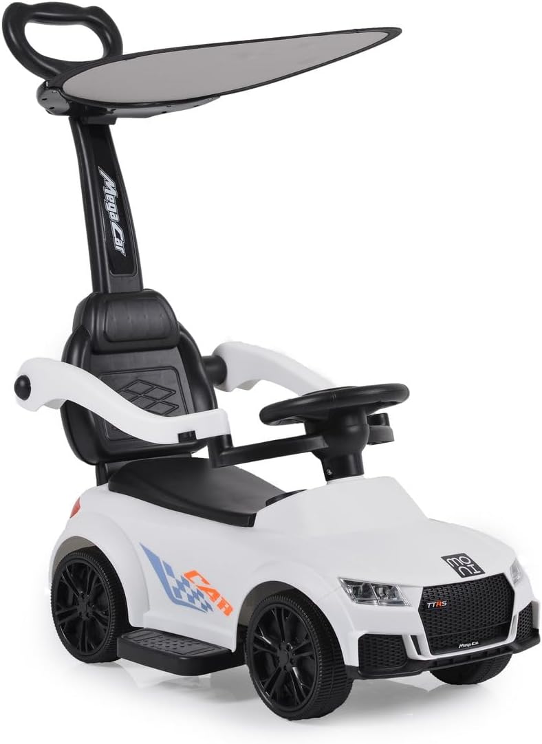 Moni Rutschauto, Victory 2 in 1 Rutscher mit Griff Lehne Fussstütze Musikfunktion weiss, Weiss