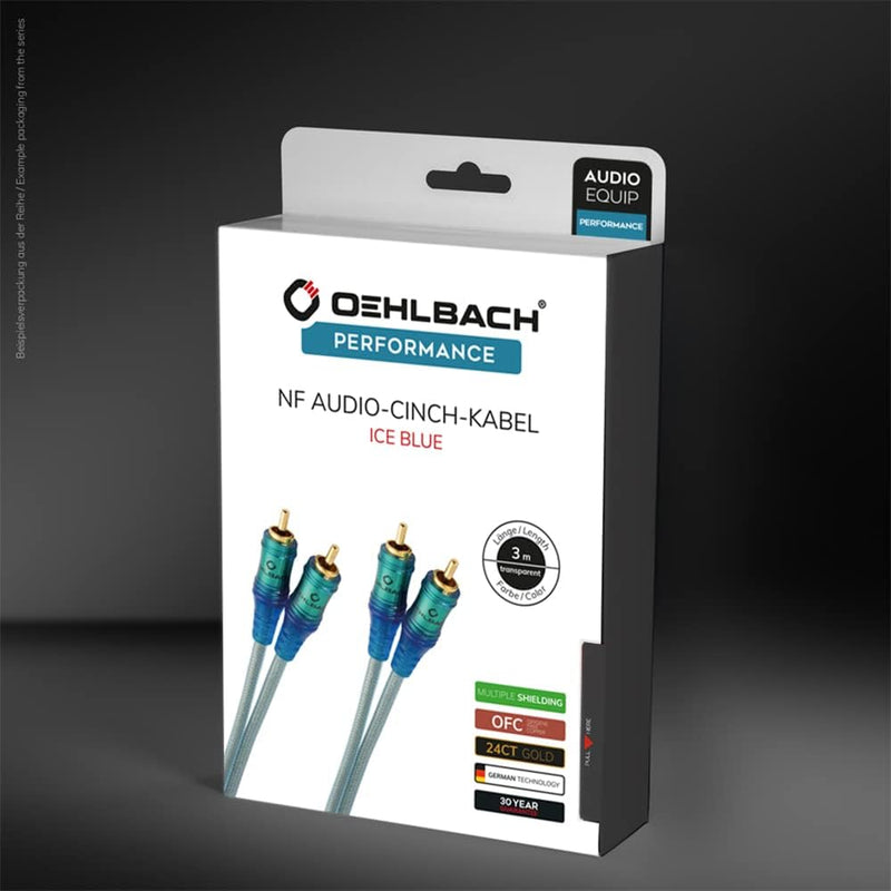 Oehlbach Ice Blue Cinch Kabel 1,5m - Audio Kabel für Plattenspieler, Heimkino, und HiFi Anlage - 2-F