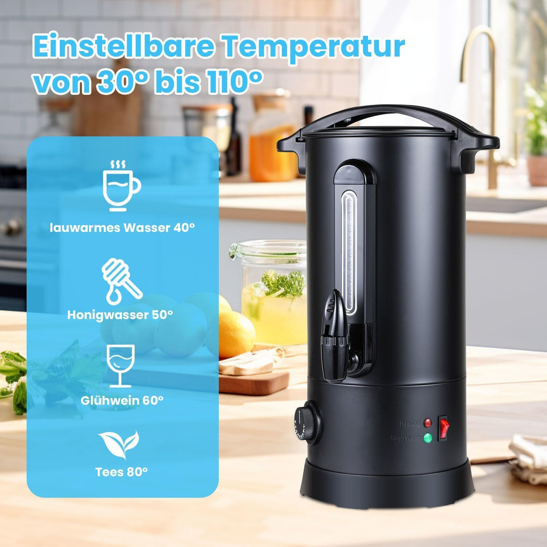 Glühweinkocher 10L, 1800W Glühweinkocher mit Thermostat,Heissgetränkeautomat Edelstahl,Einstellbare