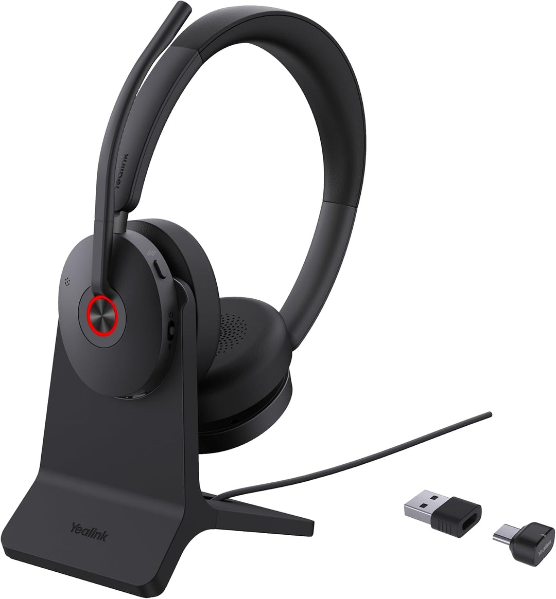 Yealink BH74 Kabelloses Headset mit Ständer, 6-Mikrofon-Hybrid-ANC, Teams Premium Open Office-Zertif