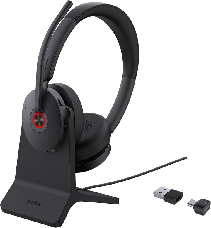 Yealink BH74 Kabelloses Headset mit Ständer, 6-Mikrofon-Hybrid-ANC, Teams Premium Open Office-Zertif