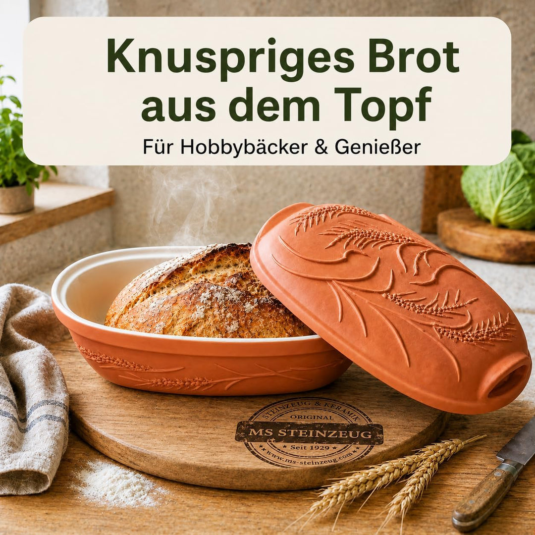 Brottopf Terrakotta TerraStone mit weisser Innenglasur Brot backen Rezepte