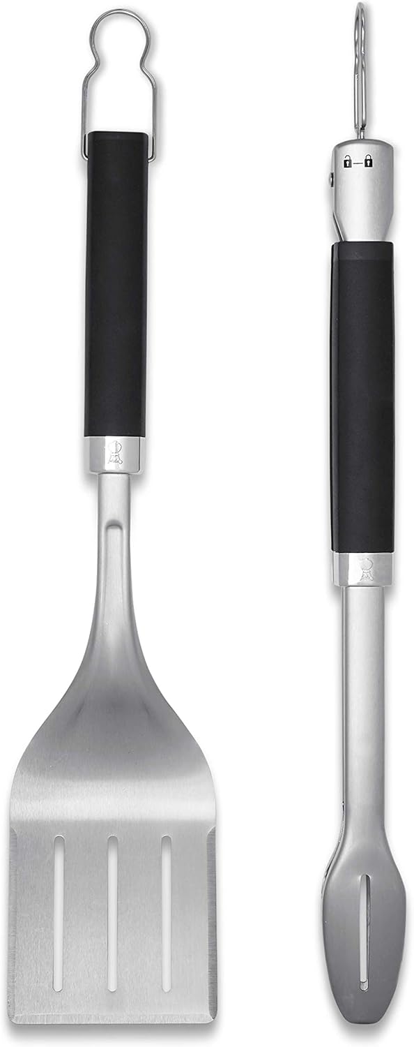 Weber 6763 Precision Grill Tongs & Spatula Set Premium Grillbesteck-2-teilig,