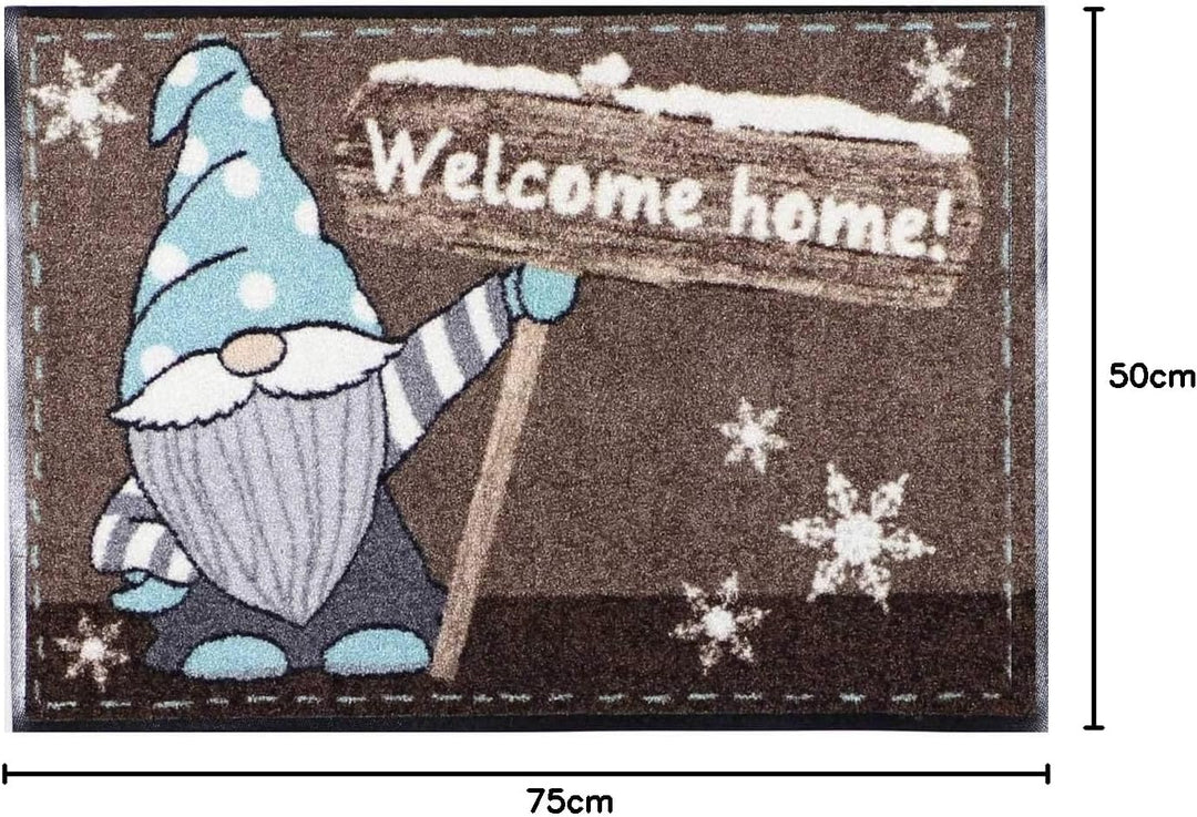 Salonloewe Fussmatte Weihnachten Wichtel Knud Welcome Home Schmutzfangmatte waschbar rutschfeste Fus
