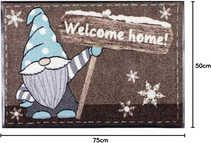 Salonloewe Fussmatte Weihnachten Wichtel Knud Welcome Home Schmutzfangmatte waschbar rutschfeste Fus