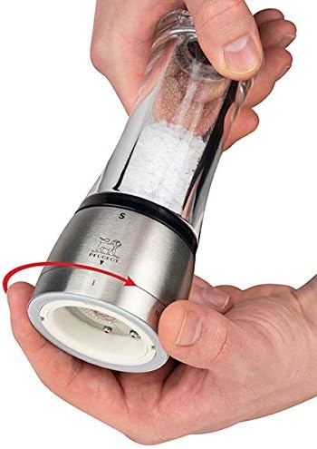 Peugeot Daman Manuelle Salzmühle, Mahlgradeinstellung u'Select, Acryl/Edelstahl, Transparent/Silber,