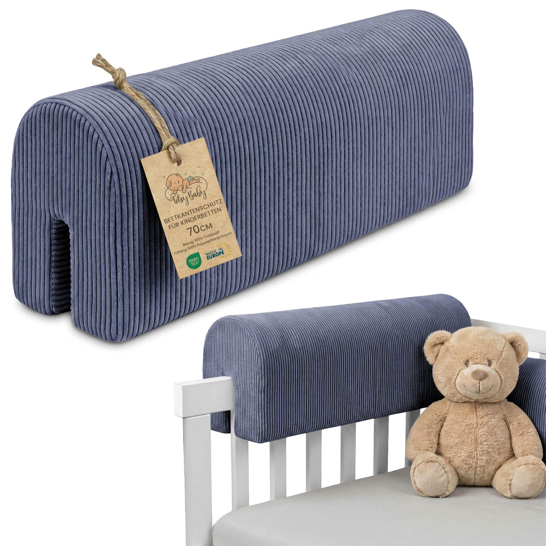 Bettkantenschutz für Kinderbetten Cordstoff 70 cm - Schutz für Bettrahmen Baby Bett rausfallschutz f