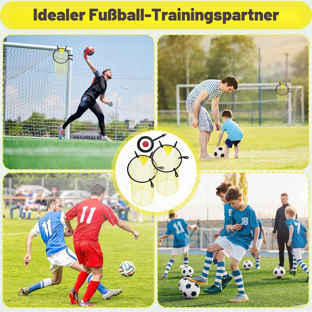 3 Stück Fussballtor Zielnetz mit Rahmen, Fussball Ziel Tasche für Training, Ecke Schiessen Ziele Tra