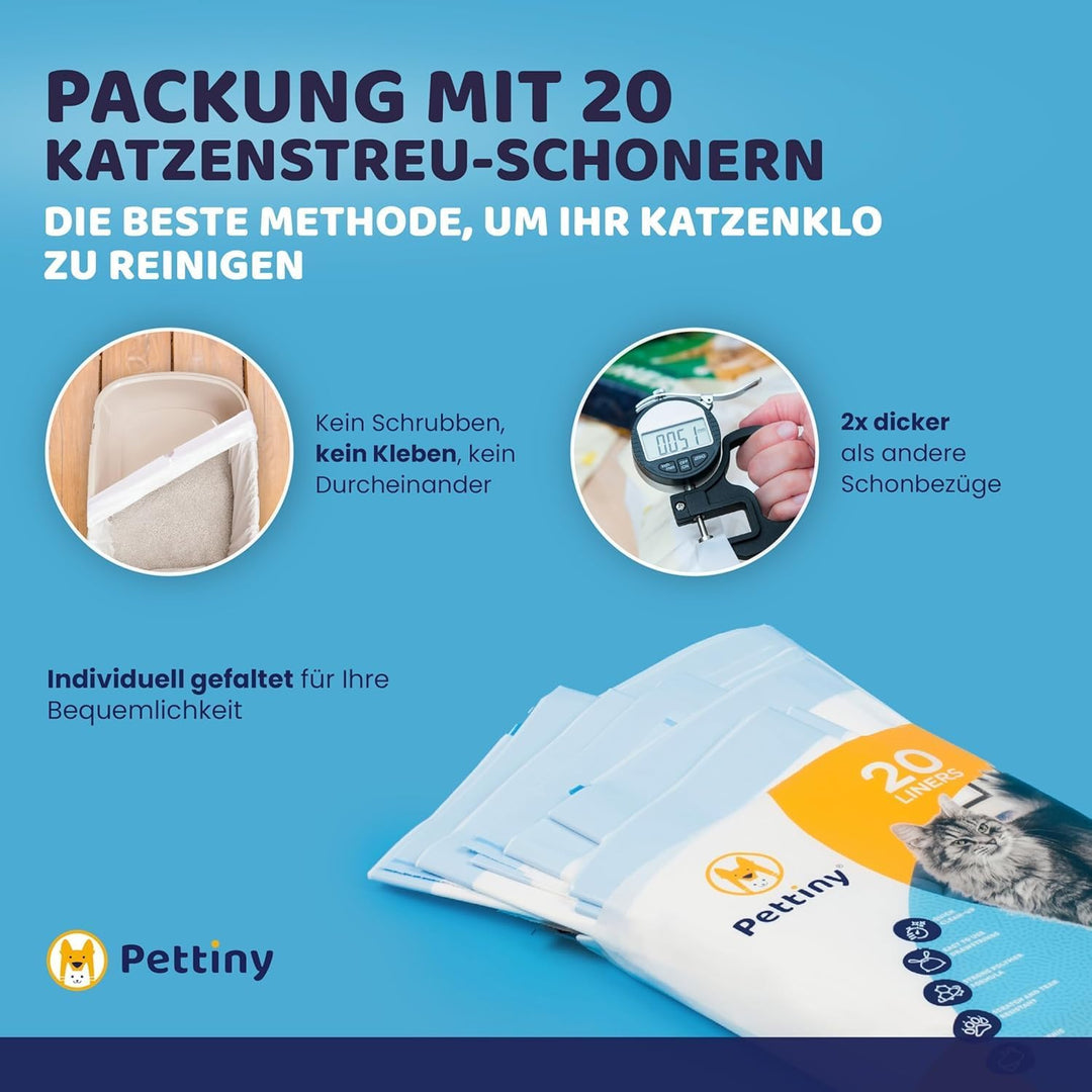 20 Katzentoilettenbeutel mit Zugbändern Kratzfeste Tüten für mittel und gross Katzenklo Original, Or