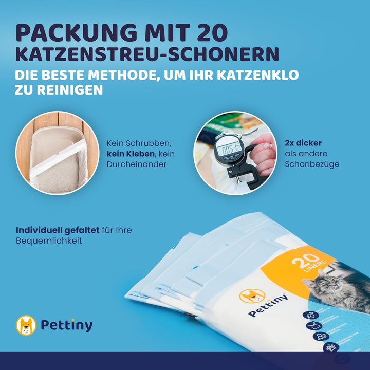 20 Katzentoilettenbeutel mit Zugbändern Kratzfeste Tüten für mittel und gross Katzenklo Original, Or