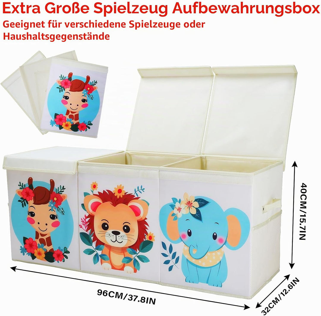 Gross Aufbewahrungsbox mit Deckel Kinder, Zusammenklappbare Oxford-Netztaschen Spielzeugkiste mit Gr