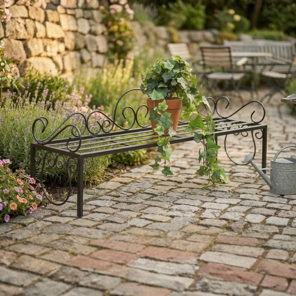 DanDiBo Blumenregal Metall Schwarz 75 cm Blumenständer Mi Blumenbank Blumentreppe Pflanzentreppe Blu