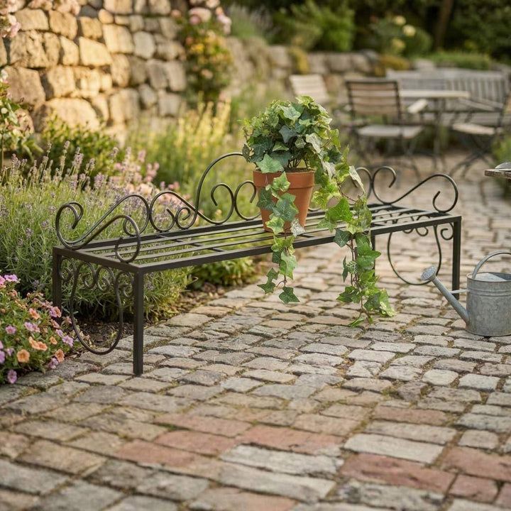 DanDiBo Blumenregal Metall Schwarz 75 cm Blumenständer Mi Blumenbank Blumentreppe Pflanzentreppe Blu