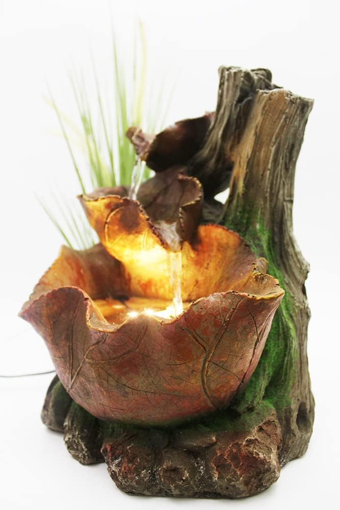 Springbrunnen Herbstlaub BK853 Gartenbrunnen Zimmerbrunnen mit Beleuchtung Wasserspiel Kaskade Tisch