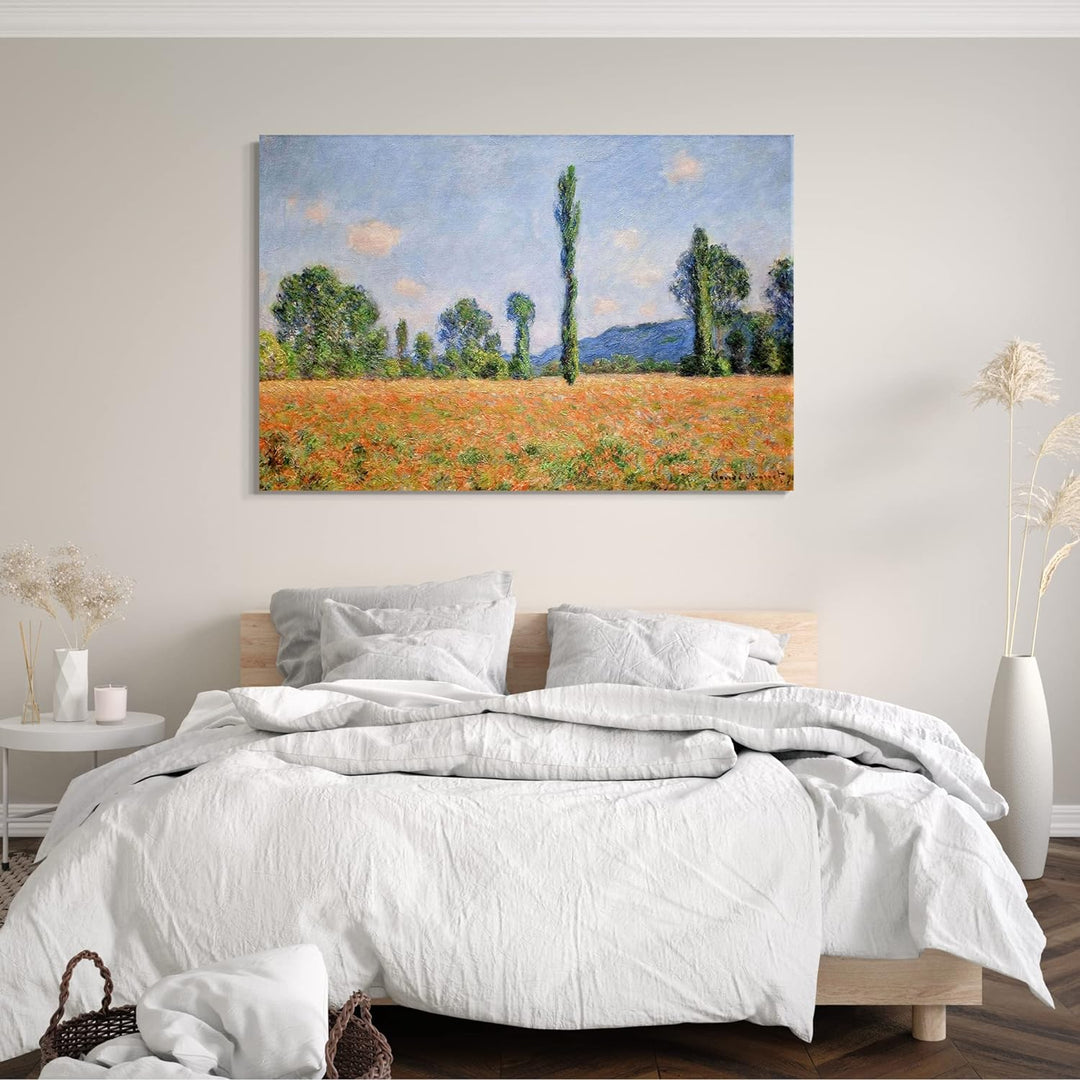 Printed Paintings Leinwand (120x80cm): Claude Monet - Mohnfeld Giverny 120x80 cm, 120x80 cm