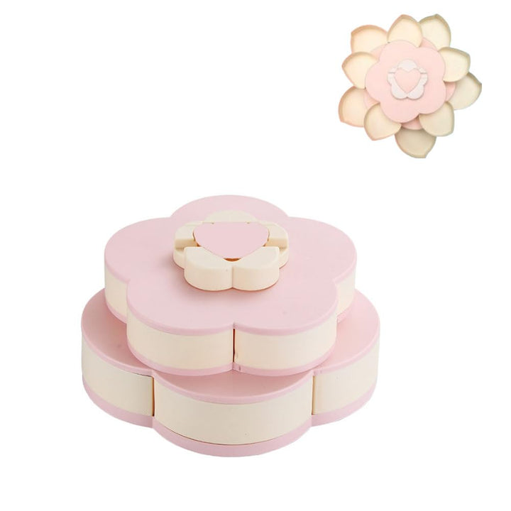 Double Deck Snack Box Blumenförmige rotierende Süssigkeiten Servierbehälter mit Telefonhalter, 10 Gr