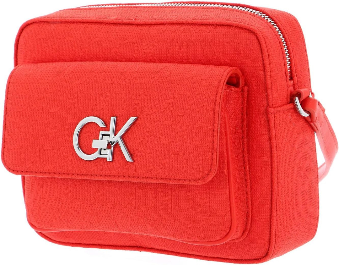 Calvin Klein Re-Lock Camera Bag W/Flap Jacquard Deep Orange