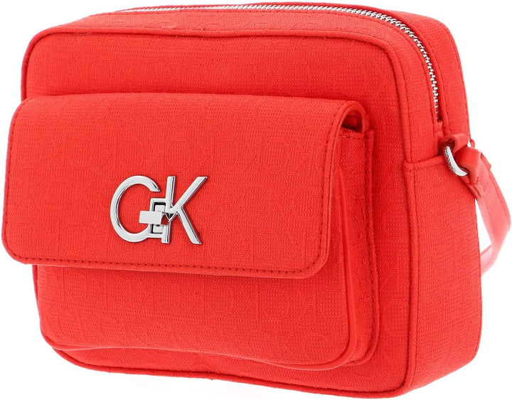 Calvin Klein Re-Lock Camera Bag W/Flap Jacquard Deep Orange