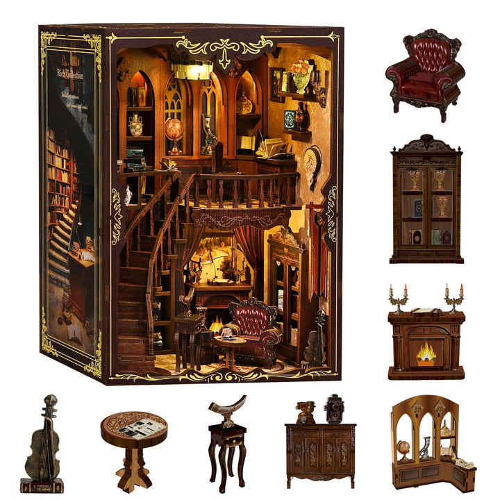 Book Nook Kit, DIY Miniatur Haus Puppenhaus Bausatz Bücherregal Deko für Jugendliche und Erwachsene（