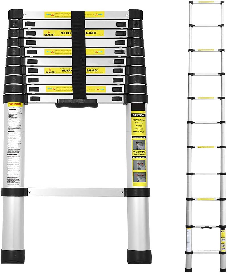 Herrselsam Teleskopleiter Aluminium, 3.2M Ausziehbare Leiter, Teleskop Ausziehleiter 150 kg Belastba