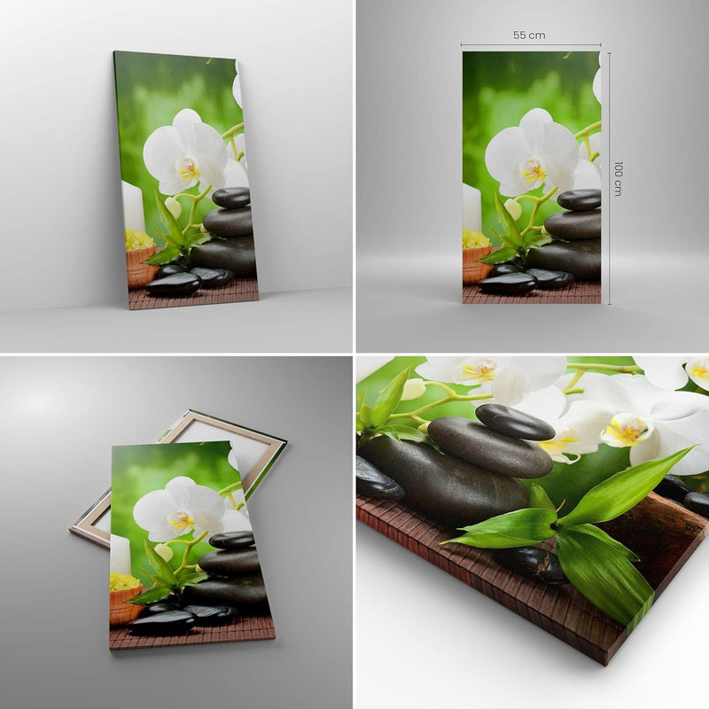 Bilder auf Leinwand 55x100cm Leinwandbild mit Rahmen Blume aromatherapie spa Gross Wanddeko Bild Sch