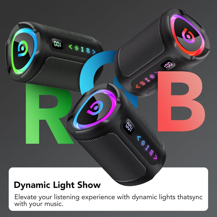 aowoka Bluetooth Lautsprecher mit Licht, 2026 Musikbox Tragbarer Box, Bluetooth 5.4, 30 St, Verbesse