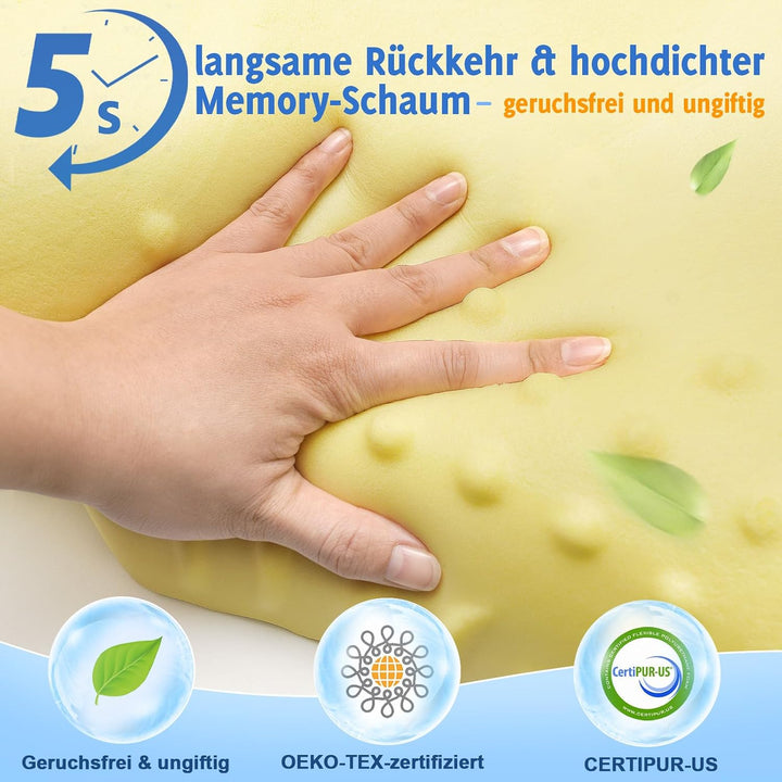 VJASD Orthopädisches Nackenstützkissen aus Memory Foam – Ergonomisches Kopfkissen gegen Nackenschmer