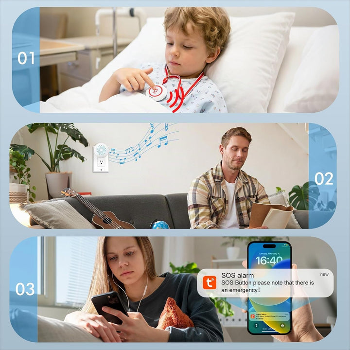 SINGCALL Tuya WiFi Drahtloses Rufsystem(Ausrüstungs-Upgrade),alarmsystem für ältere Menschen/Patient